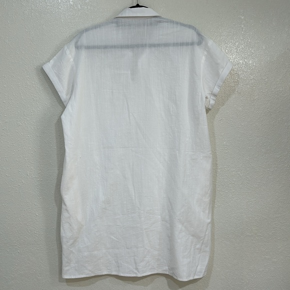 ZEAGOO WOMENS SHIRT DRESS SHORT SLEEVE WHITE LIGHTWEIGHT SZ LG - Picture 8 of 10